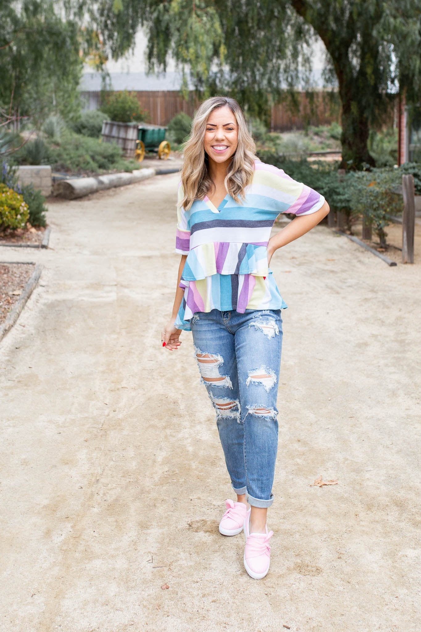 Over The Rainbow Ruffled Peplum