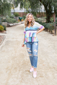 Over The Rainbow Ruffled Peplum