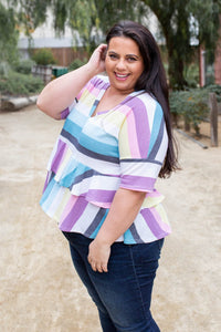 Over The Rainbow Ruffled Peplum