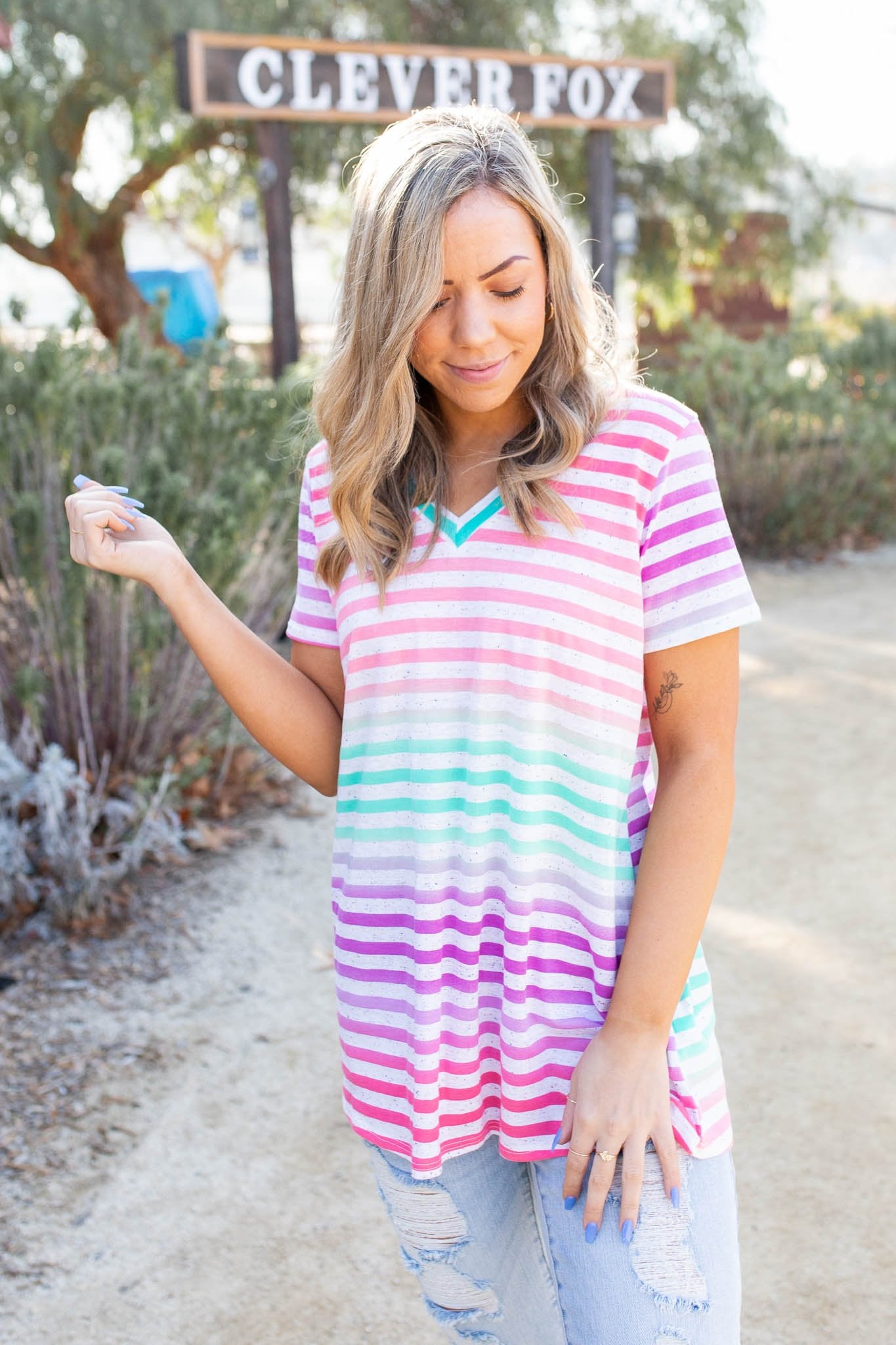 Confetti Speckled Striped Top