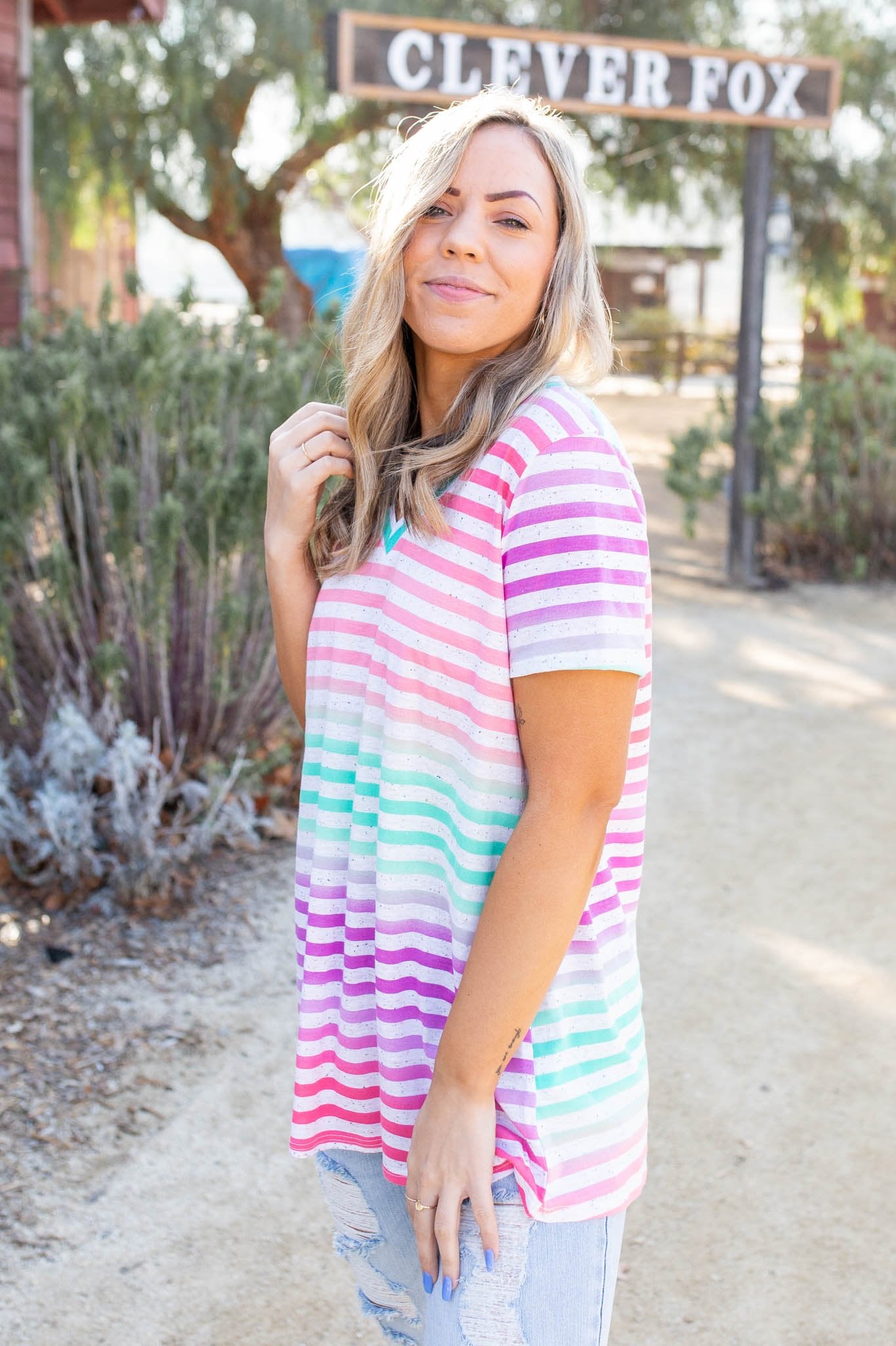 Confetti Speckled Striped Top