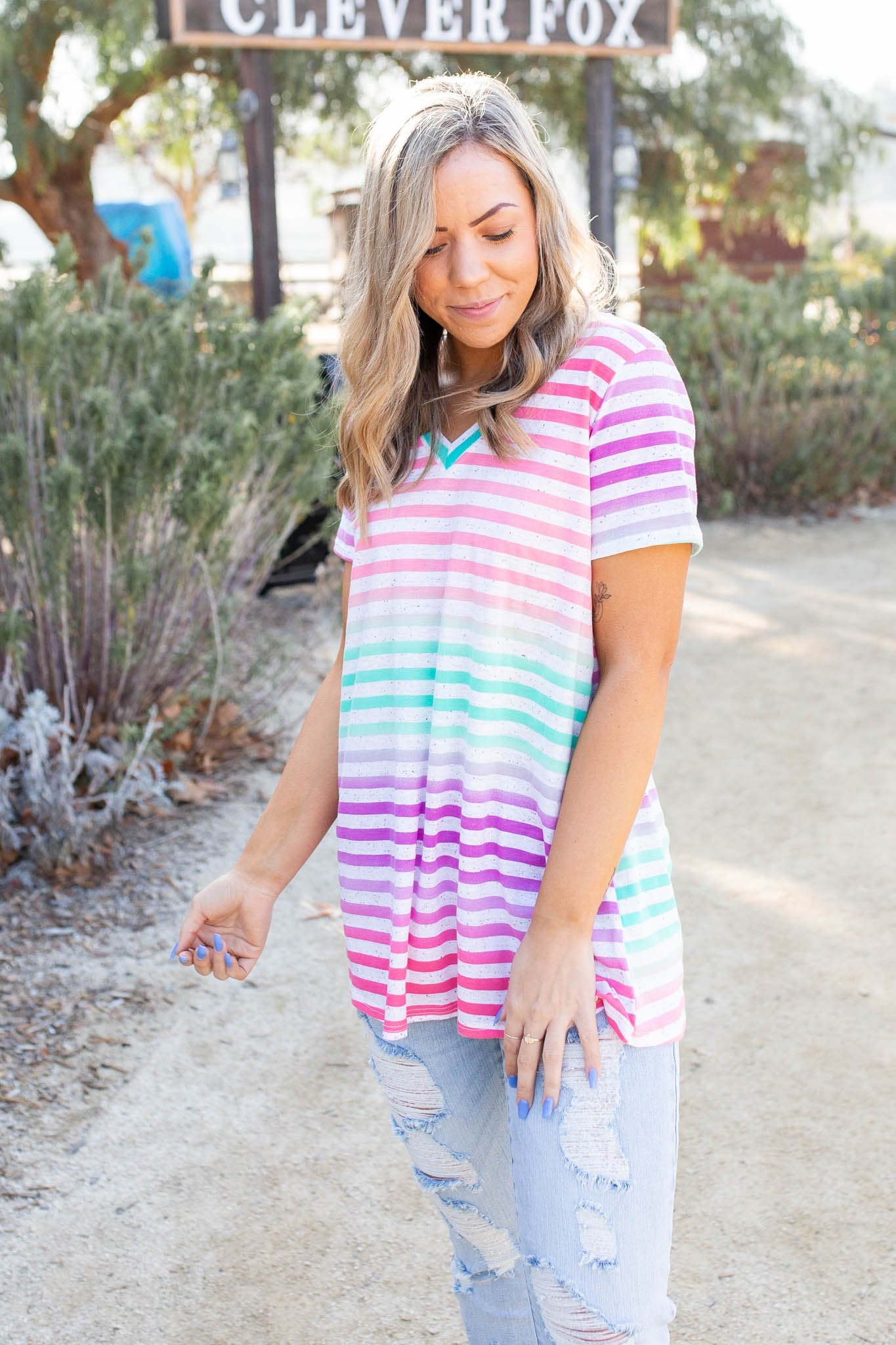Confetti Speckled Striped Top