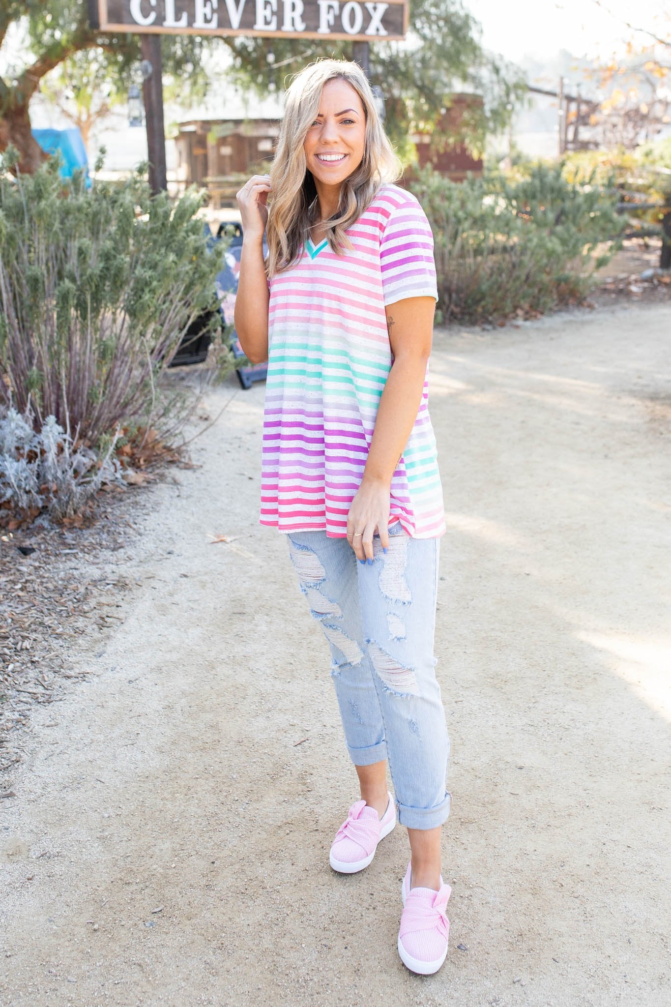 Confetti Speckled Striped Top