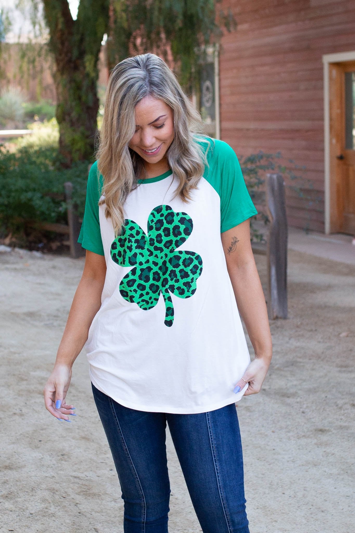 Shamrock On Raglan Top