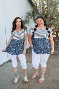 Nautical Paisley Babydoll Top