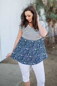 Nautical Paisley Babydoll Top