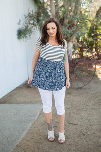 Nautical Paisley Babydoll Top
