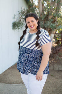 Nautical Paisley Babydoll Top