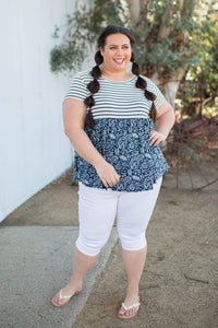 Nautical Paisley Babydoll Top