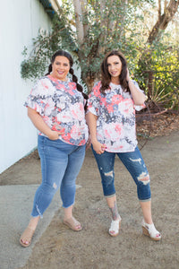 Coral Euphoria Ruffle Sleeve Top