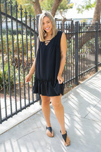Summer Noir Ruffled Dress