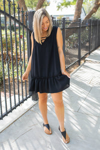 Summer Noir Ruffled Dress