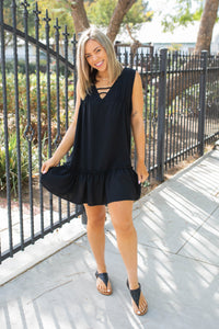 Summer Noir Ruffled Dress