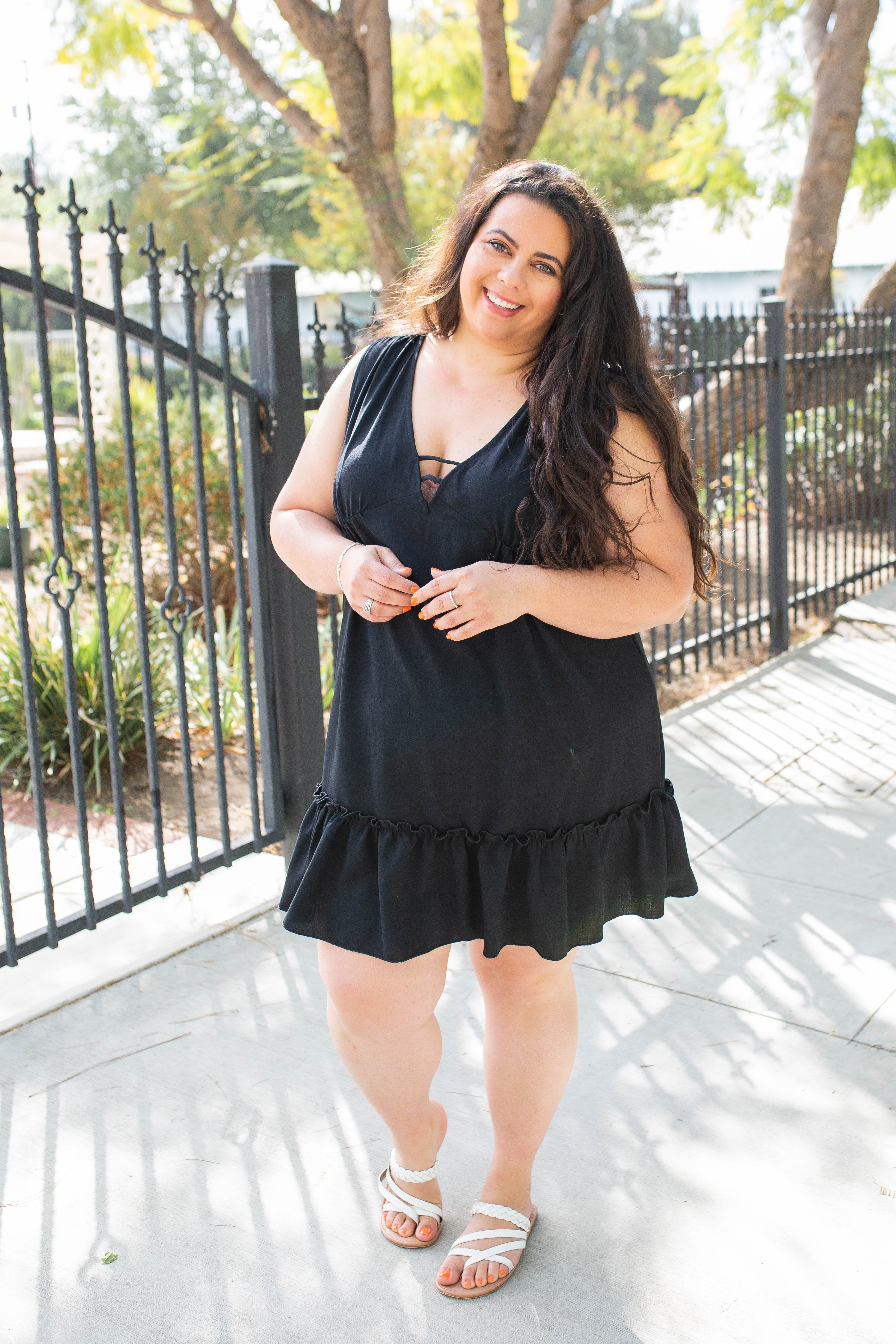 Summer Noir Ruffled Dress