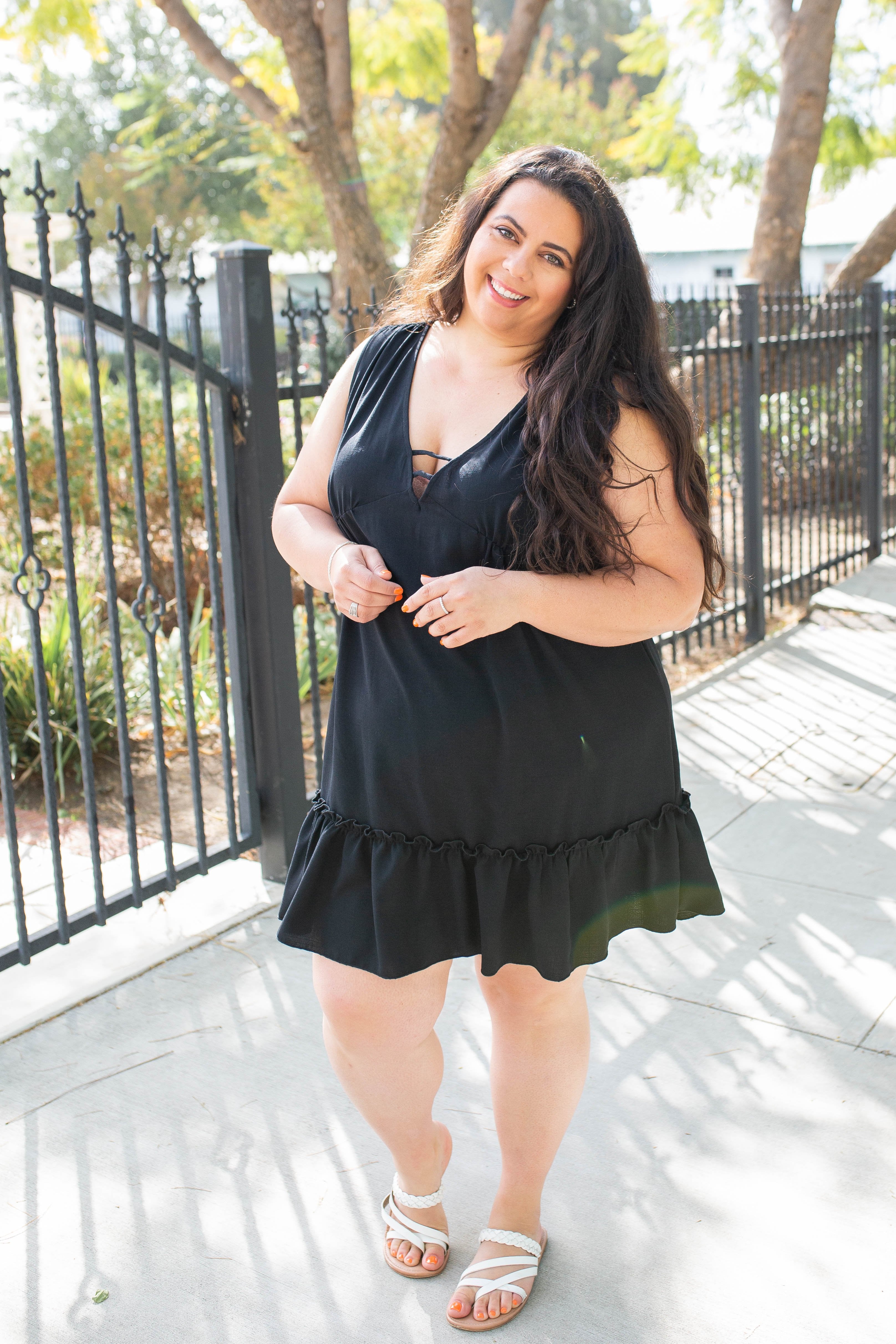 Summer Noir Ruffled Dress