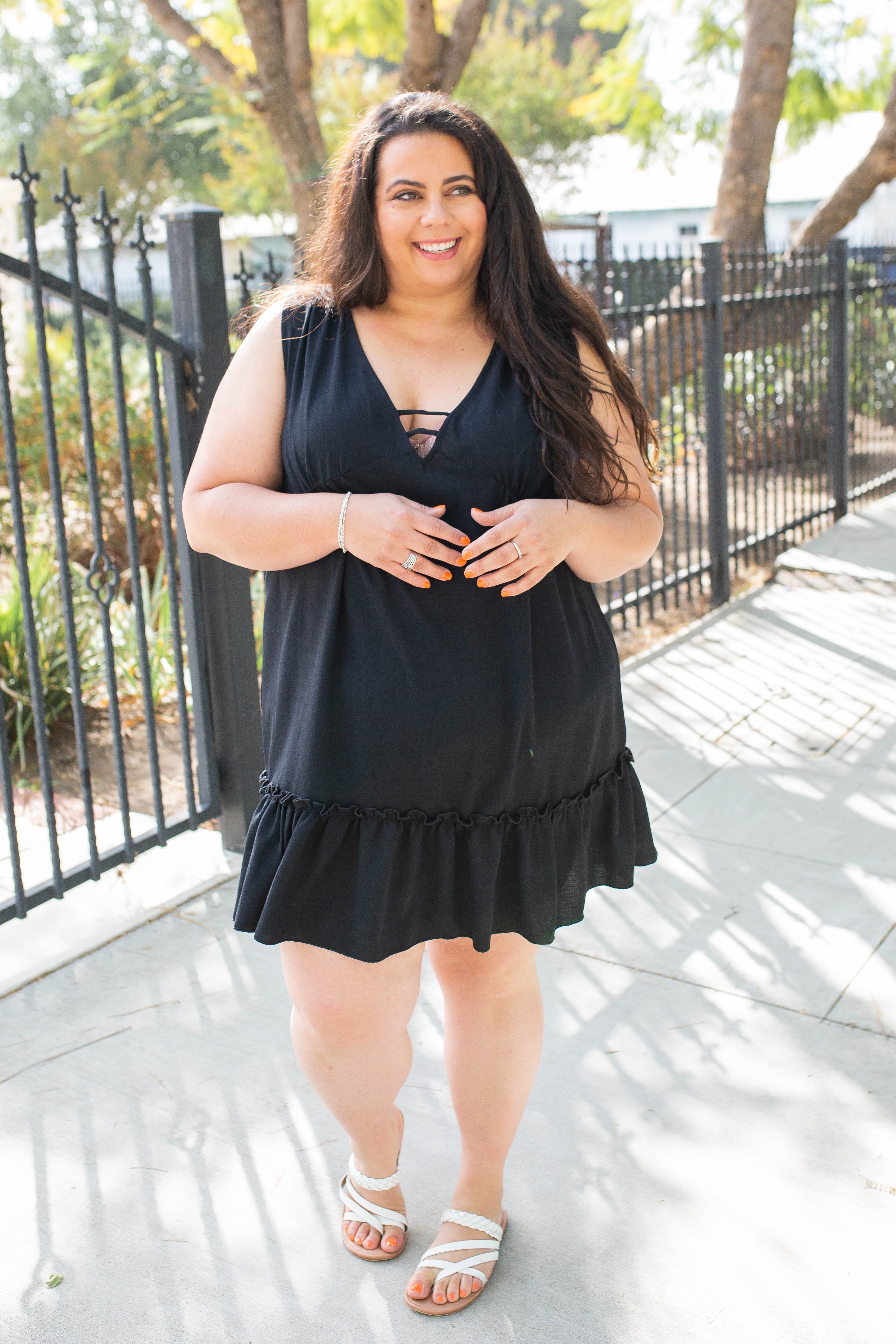 Summer Noir Ruffled Dress