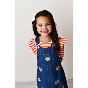 Kids Denim Embroidered Fox Jumper Fall Winter Set