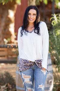Snowy Leopard Front Twist Top