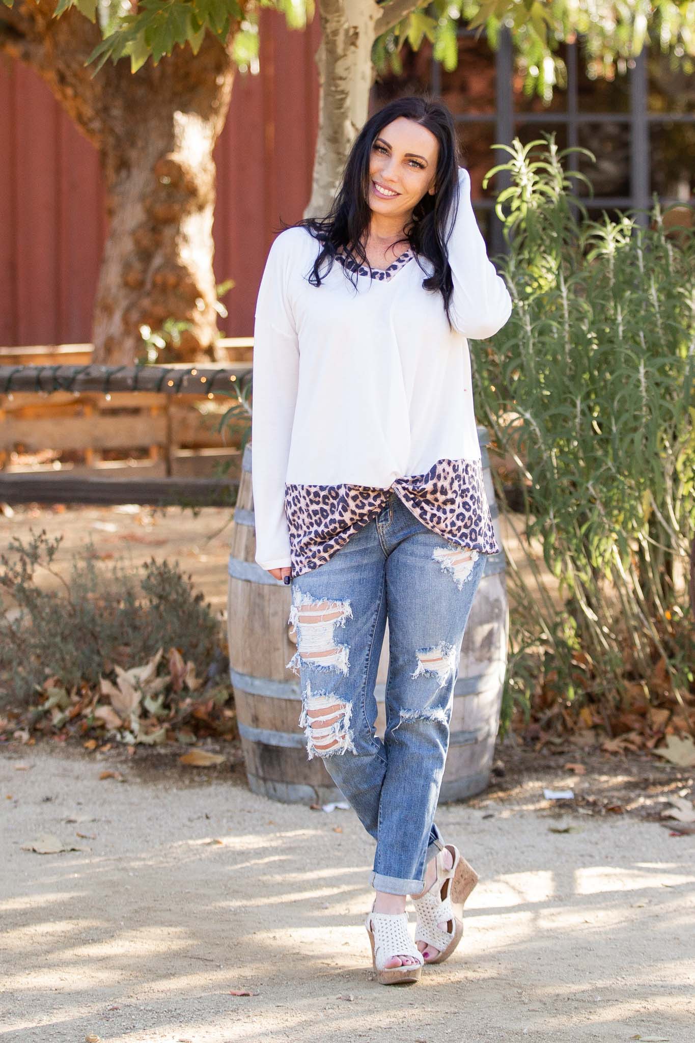 Snowy Leopard Front Twist Top