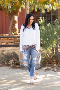 Snowy Leopard Front Twist Top