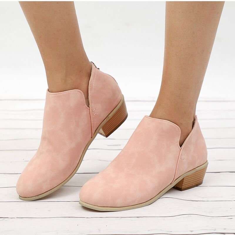 Low V-Cut booties with Back Zipper