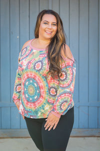 Prismatic Long Sleeve Cold Shoulder