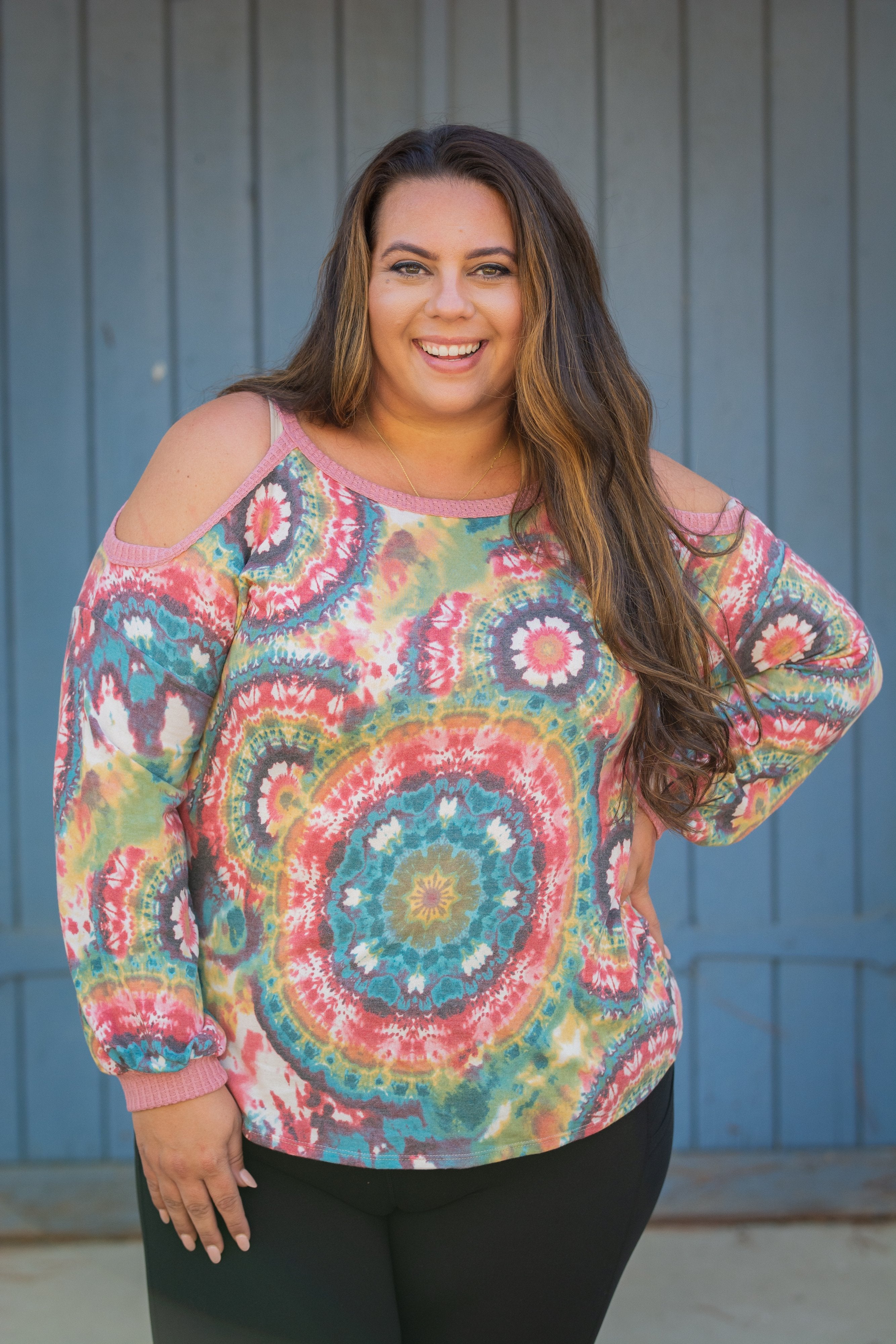 Prismatic Long Sleeve Cold Shoulder