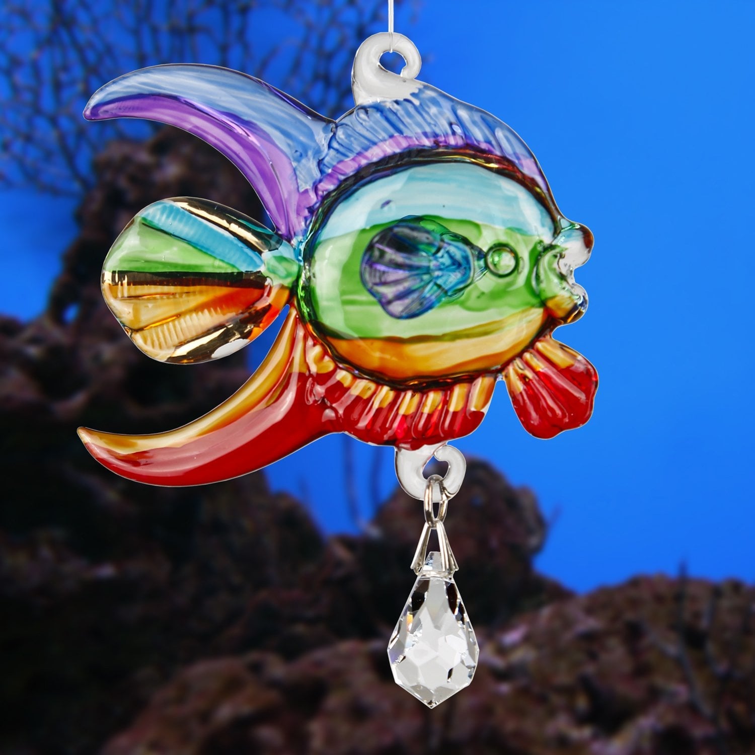Glass Rainbow Coral Fish Sun Catcher