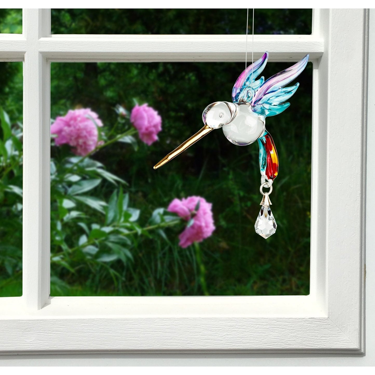 Rainbow Glass Hummingbird Sun catcher