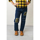 Girls Mustard Check Denim Set
