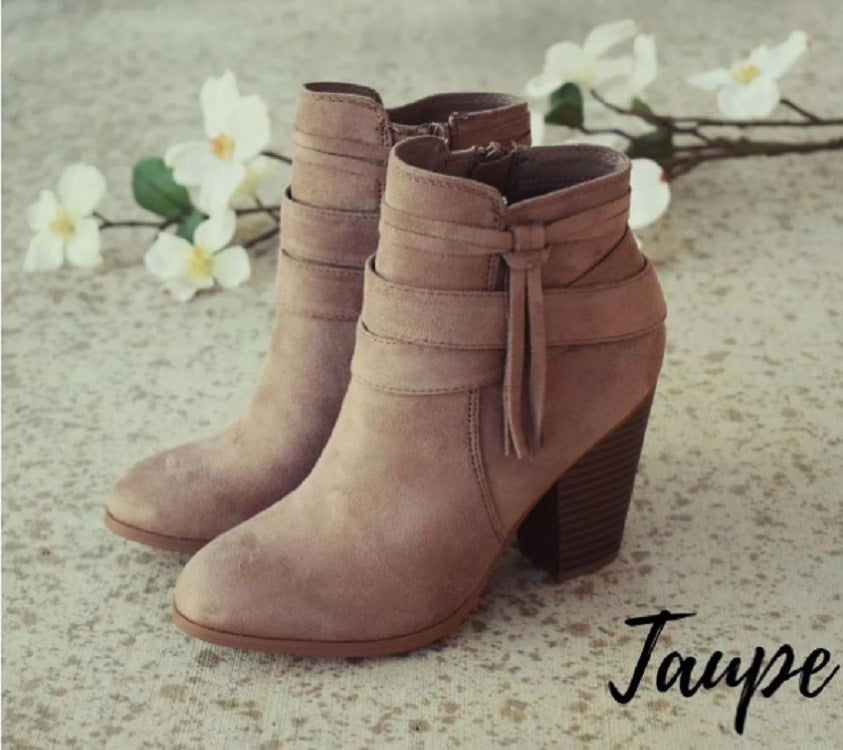Fall tassel booties