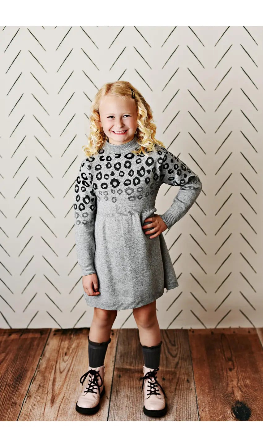 Girls Fall Winter Lep & Gray Sweater Dress