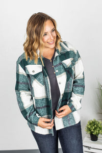 Holly Plaid Shacket- Green Mixes