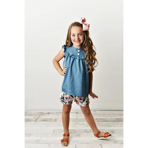 Girls Jean Floral Set