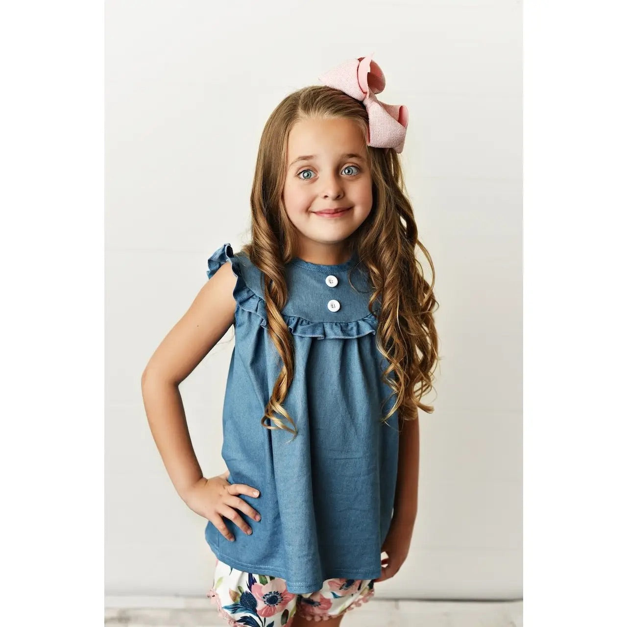 Girls Jean Floral Set