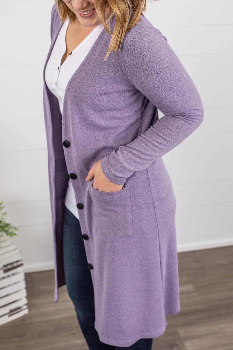 Colbie Cardigan in Heather Purple