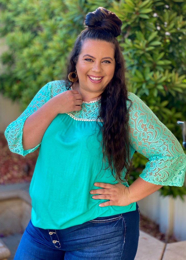 Pearls and Lace 3/4 Sleeve Top