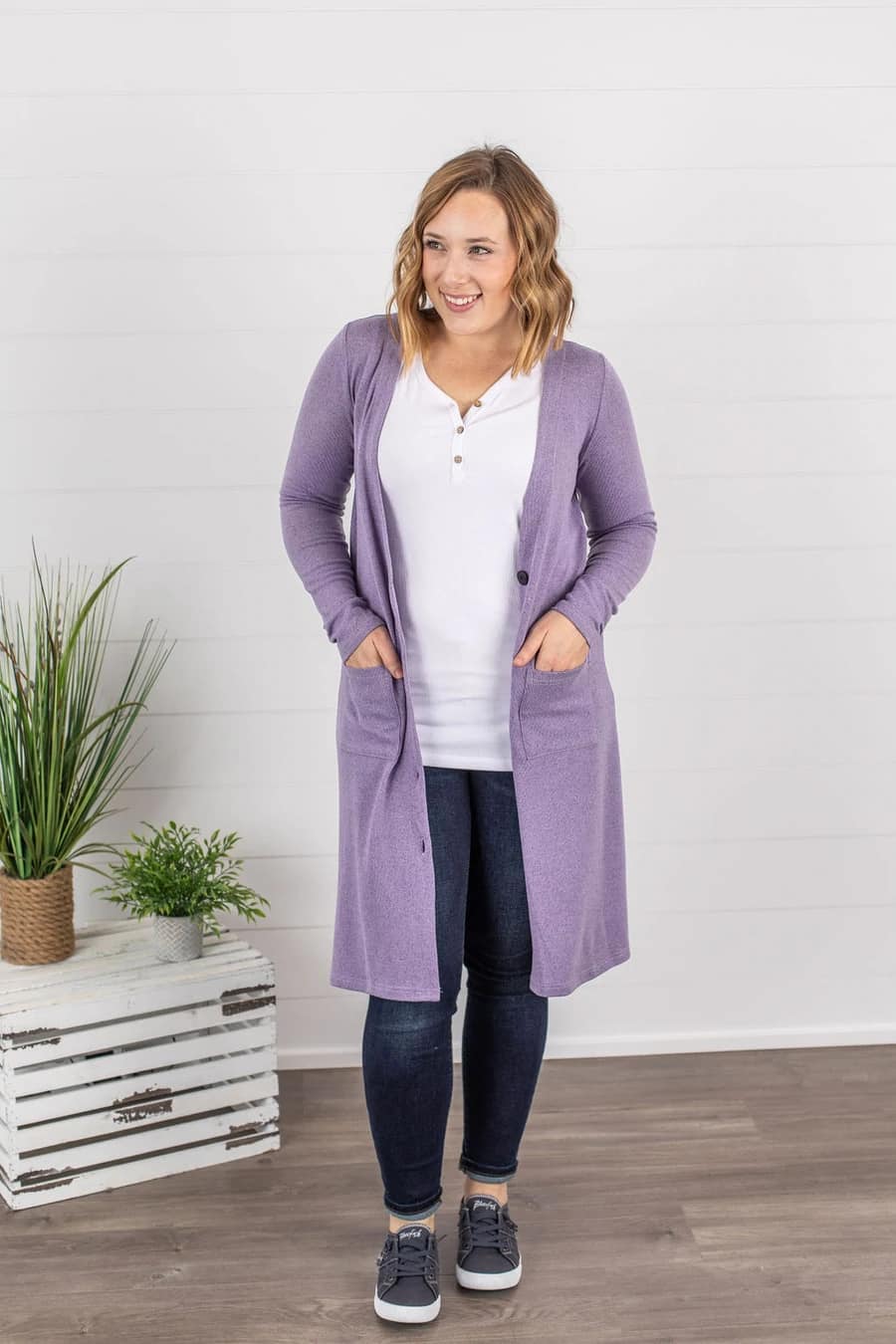 Colbie Cardigan in Heather Purple