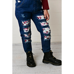 Kids Plum Floral Coveralls Overalls Fall Winter Set