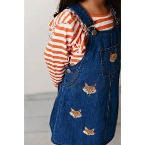 Kids Denim Embroidered Fox Jumper Fall Winter Set