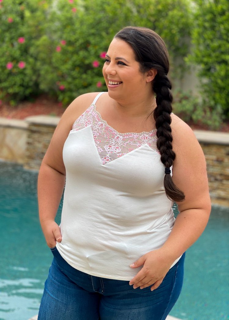 Delicate Floral Lace Trim Tank