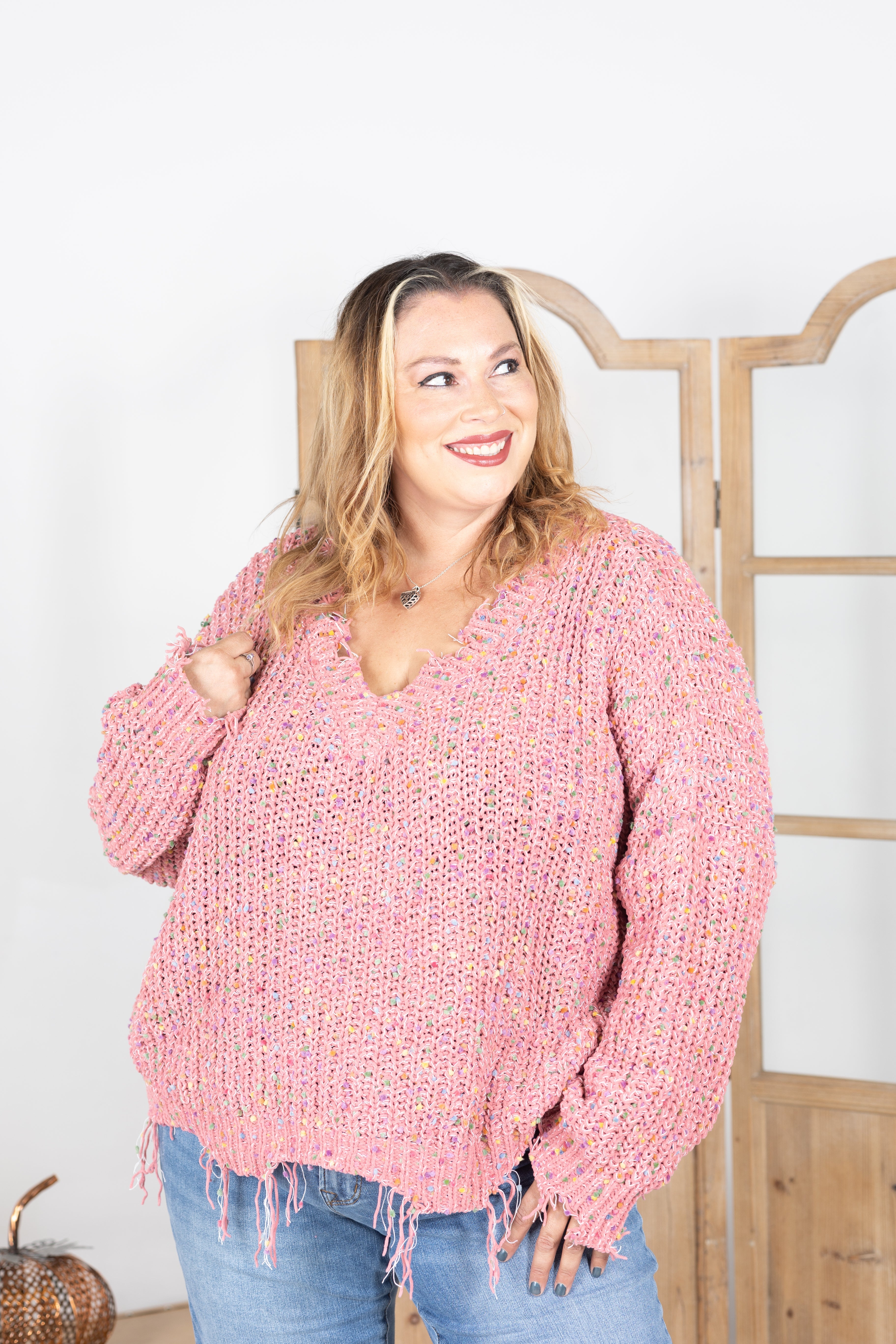 Sprinkles of Love Frayed Popcorn Sweater