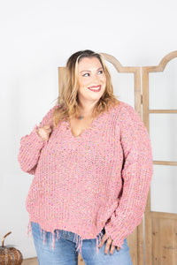 Sprinkles of Love Frayed Popcorn Sweater