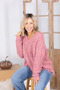 Sprinkles of Love Frayed Popcorn Sweater