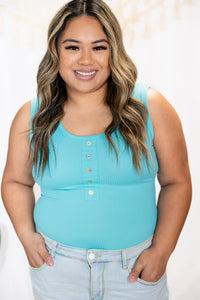 Perfect Fit - Mint Henley Bodysuit
