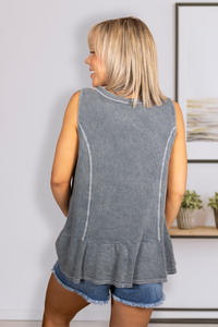 Gun Metal Peplum Tank