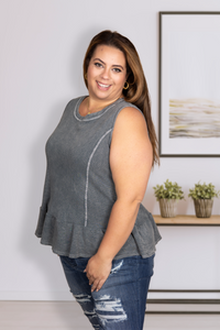 Gun Metal Peplum Tank