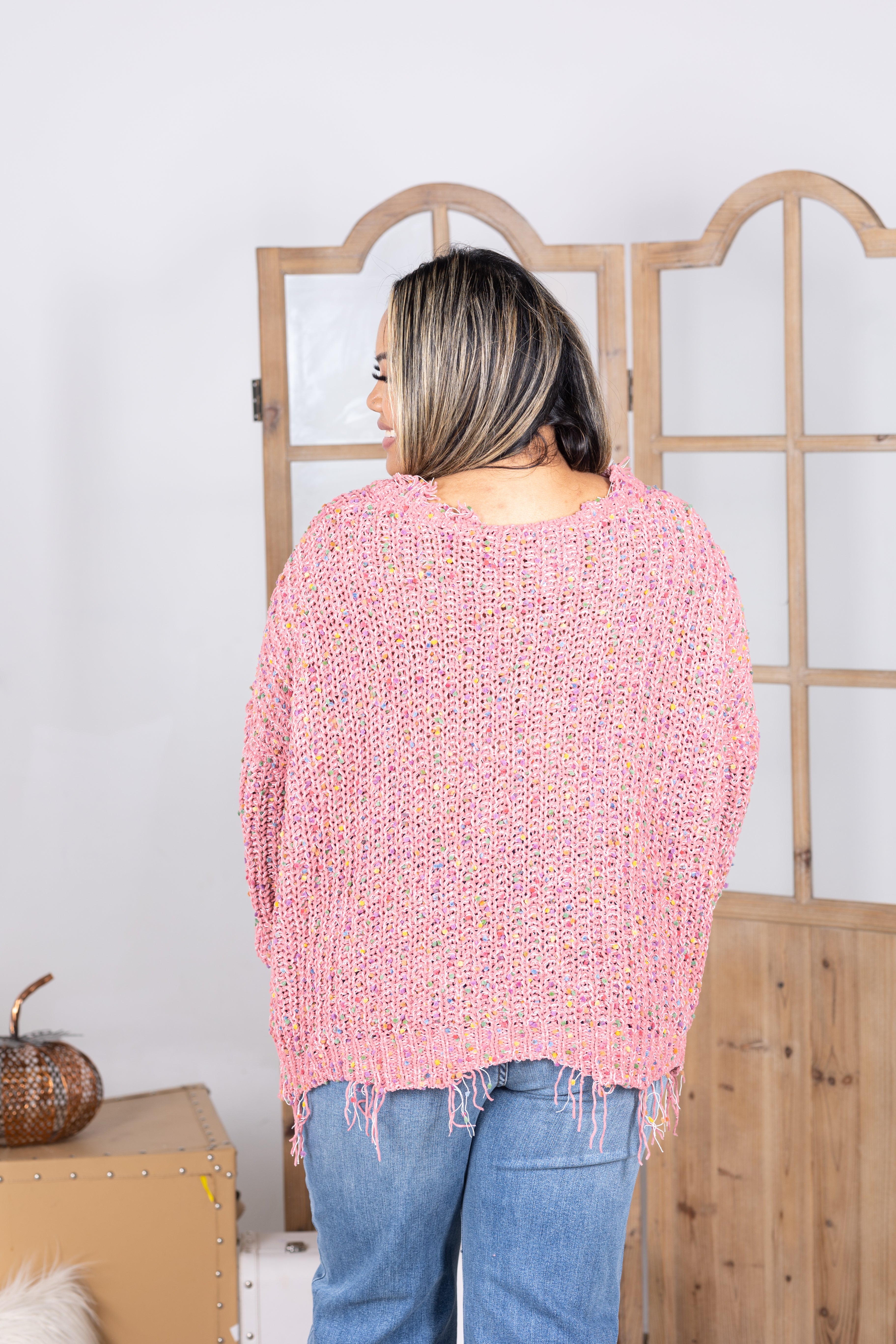 Sprinkles of Love Frayed Popcorn Sweater