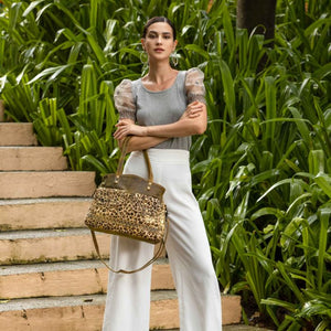 WILD IN WOODS CANVAS AND HAIRON BAG
